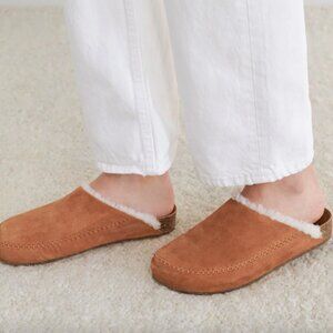 Jenni Kayne Shearling-Lined Moc Clog in Saddle Size 37 NWOT